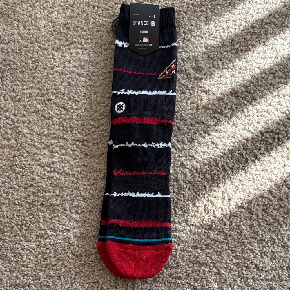 Stance Diamondbacks Black, Red, and White Striped Socks